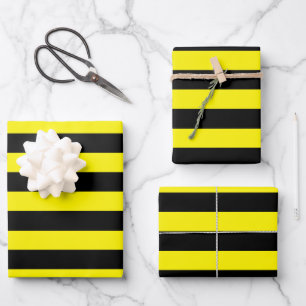 Feuille De Papier Cadeau Grèves jaunes et noires