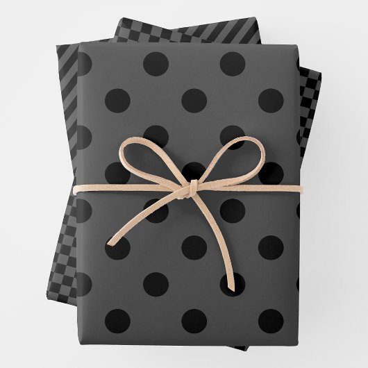 Feuille De Papier Cadeau Grey & Black Wrapping Paper Sheets