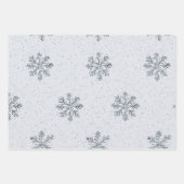 Feuille De Papier Cadeau Grey Silver Snowflake Trees Christmas (Devant 3)
