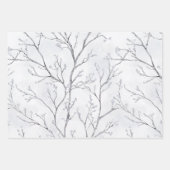 Feuille De Papier Cadeau Grey Silver Snowflake Trees Christmas (Devant 2)