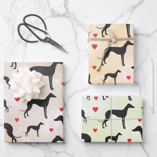 Feuille De Papier Cadeau Greyhound Love (Recto)