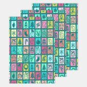 Feuille De Papier Cadeau Grille de Noël Fantaisiste Vacances Mignonnes et L