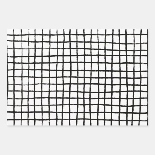Feuille De Papier Cadeau Grille Grille Lignes Enky Brochures Simple Minimal (Devant 3)