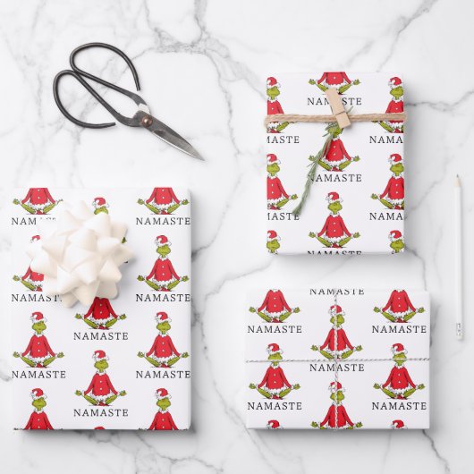 Feuille De Papier Cadeau Grille | Namaste Santa Claus (Recto)