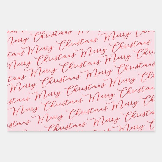 Feuille De Papier Cadeau Grilles de script rouge rose moderne (Devant)