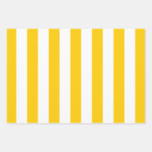 Feuille De Papier Cadeau Grilles Verticales Jaune Et Blanc Gratté (Devant)