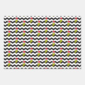 Feuille De Papier Cadeau Grinch | Black & White Holiday Chevron Pattern (Devant 2)
