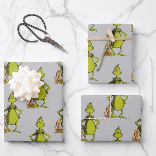 Feuille De Papier Cadeau Grinch | posture de Max et Grinch (Recto)