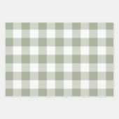 Feuille De Papier Cadeau Gris Beige Sage Vert En vichy Vérifier Plaid (Devant 3)