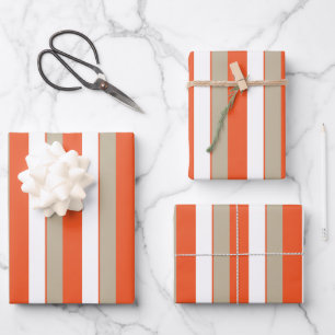 Feuille De Papier Cadeau Gris blanc orange