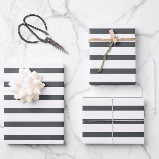 Feuille De Papier Cadeau Gris Blancs (Recto)