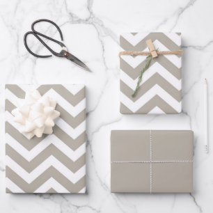 Feuille De Papier Cadeau Gris et blanc épais Mariage Chevron Anniversaire V