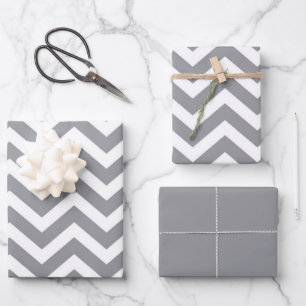 Feuille De Papier Cadeau Gris et blanc épais Mariage Chevron Anniversaire V