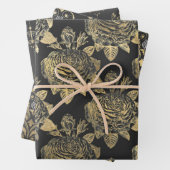 Feuille De Papier Cadeau Gris et or Paris (En situation)