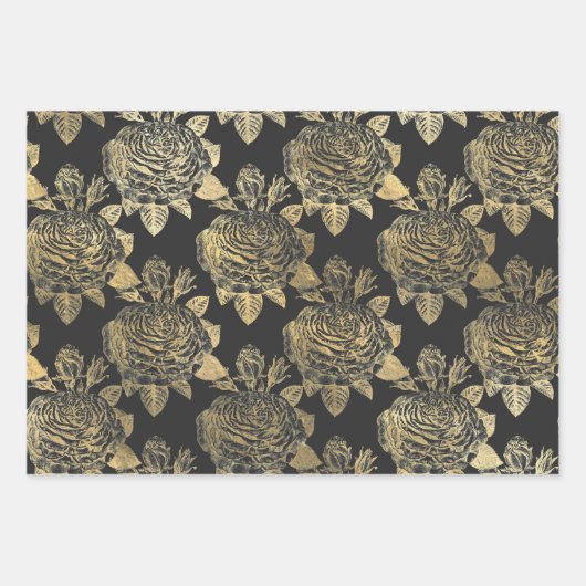 Feuille De Papier Cadeau Gris et or Paris (Devant)