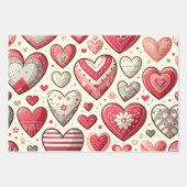 Feuille De Papier Cadeau Gris et rouge Whimsical Artsy Fancy Valentine's Da (Devant 2)