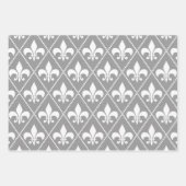 Feuille De Papier Cadeau Gris Fleur de Lis (Devant)