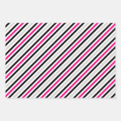 Feuille De Papier Cadeau Gris Géométrie rose Bandes Flash (Devant 3)