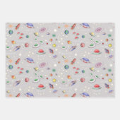 Feuille De Papier Cadeau Gris magique Univers (Devant)