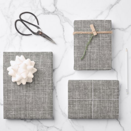 Feuille De Papier Cadeau Gris Moyen Lin (Recto)