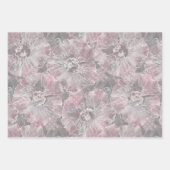 Feuille De Papier Cadeau Gris rose, grandes fleurs design (Devant 3)