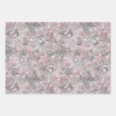 Feuille De Papier Cadeau Gris rose, grandes fleurs design (Devant 2)