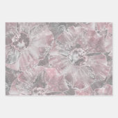 Feuille De Papier Cadeau Gris rose, grandes fleurs design (Devant)