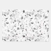 Feuille De Papier Cadeau Gris Terrazzo Motif artisanal (Devant 3)