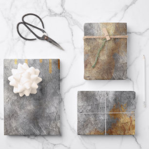 Feuille De Papier Cadeau Gris vintage Gris d'huile Gris