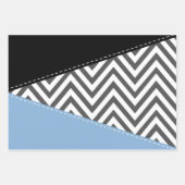 Feuille De Papier Cadeau Gris Zigzag, Gris Chevron, Motif Zigzag, Bleu (Devant 3)