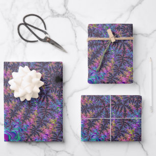 Feuille De Papier Cadeau Groovy Boho Couleur Ton de Bijou Art Fractal