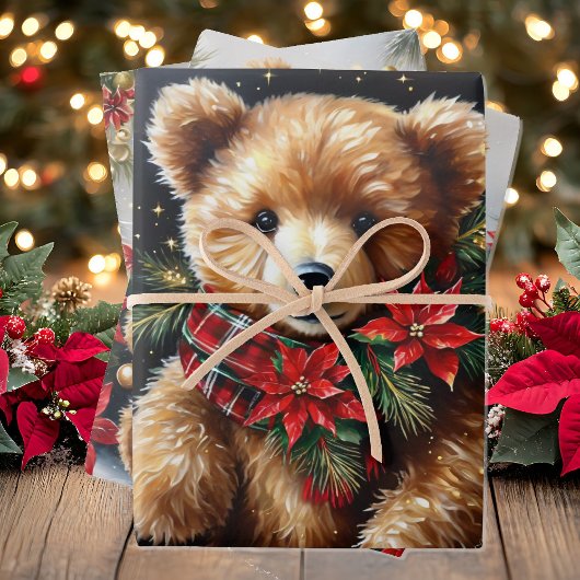 Feuille De Papier Cadeau Gros Nounours sur 3 Noël