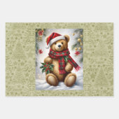 Feuille De Papier Cadeau Gros Nounours sur 3 Noël (Devant 3)