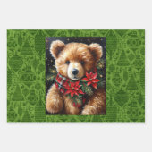 Feuille De Papier Cadeau Gros Nounours sur 3 Noël (Devant)