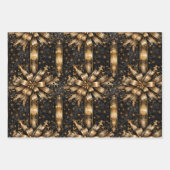 Feuille De Papier Cadeau Grunge Noir & Or (Devant)