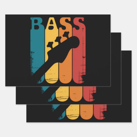 Feuille De Papier Cadeau Guitare basse (Lot)