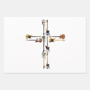 Feuille De Papier Cadeau Guitare Lover  Cadeau de la Croix de Guitare