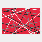 Feuille De Papier Cadeau Guitare rayée cool rouge gris blanc noir (Devant)