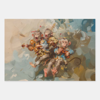 Feuille De Papier Cadeau Guitares - Peinture à l'huile Style Wrapping Papie