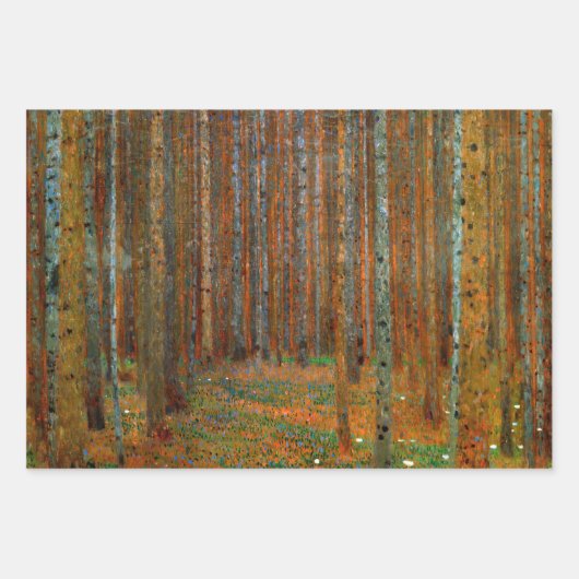 Feuille De Papier Cadeau Gustav Klimt - Forêt de pins de Tannenwald (Devant)