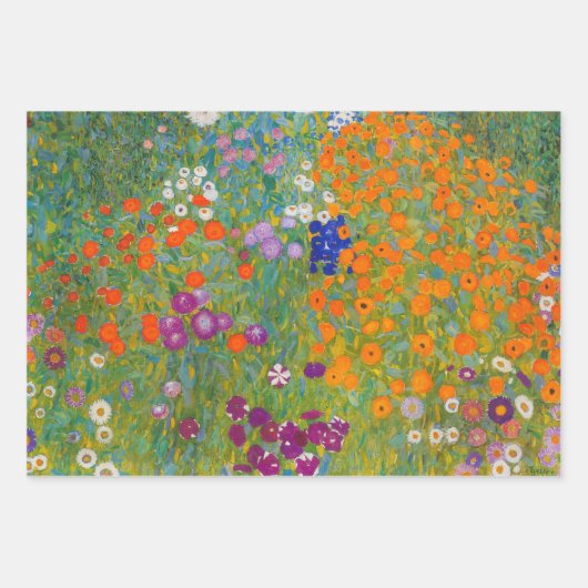 Feuille De Papier Cadeau Gustav Klimt - Jardin des fleurs (Devant 3)