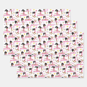 Feuille De Papier Cadeau Gymnaste Multicultural Personnalisé