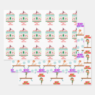 Feuille De Papier Cadeau Gymnastique de Noël