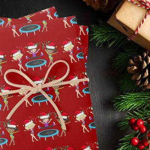 Feuille De Papier Cadeau Gymnastique Rouge mignonne Gymnastique de Noël Gym