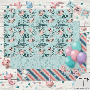 Feuille De Papier Cadeau Habitat Sous-Marin de l'Axolotl