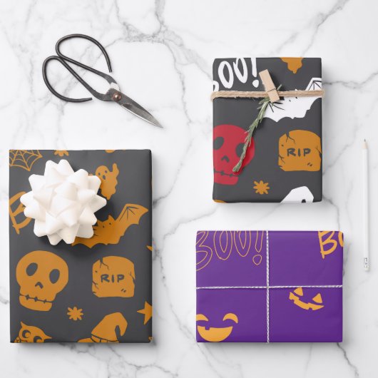 Feuille De Papier Cadeau Halloween Boo ! (Recto)