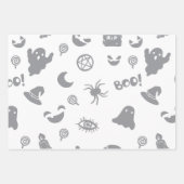 Feuille De Papier Cadeau Halloween Boo ! Noir Blanc (Devant 3)