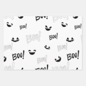 Feuille De Papier Cadeau Halloween Boo ! Noir Blanc (Devant 2)
