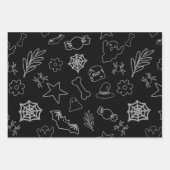 Feuille De Papier Cadeau Halloween Boo ! Noir Blanc (Devant)