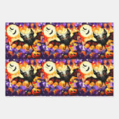 Feuille De Papier Cadeau Halloween Chat noir Jack-o-Lanterne Découpage (Devant)